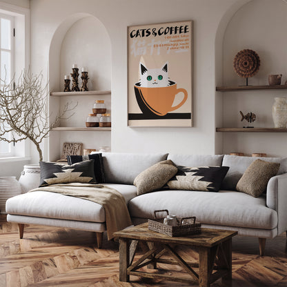 Japanese Cats & Coffee Poster