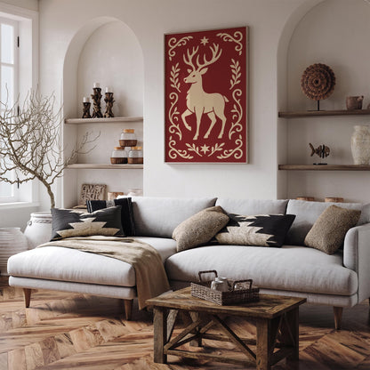 Reindeer Poster, Christmas Style Home Decor