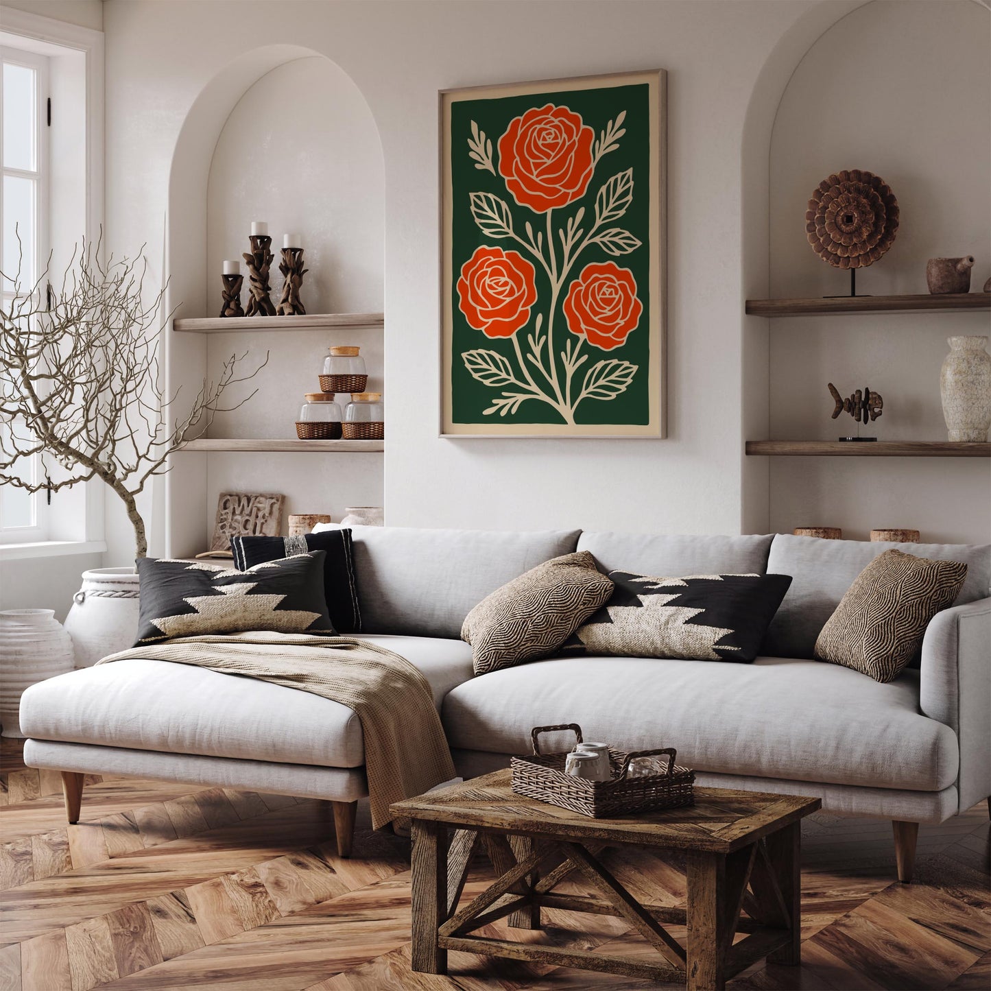 Retro Flower Art Print - Modern Botanical Wall Decor