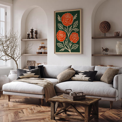 Retro Flower Art Print - Modern Botanical Wall Decor