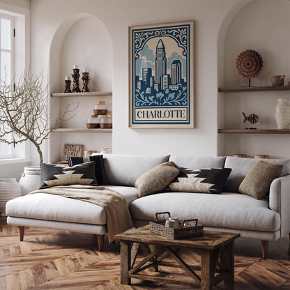 Charlotte, USA Travel Poster – Charlotte Wall Art Print