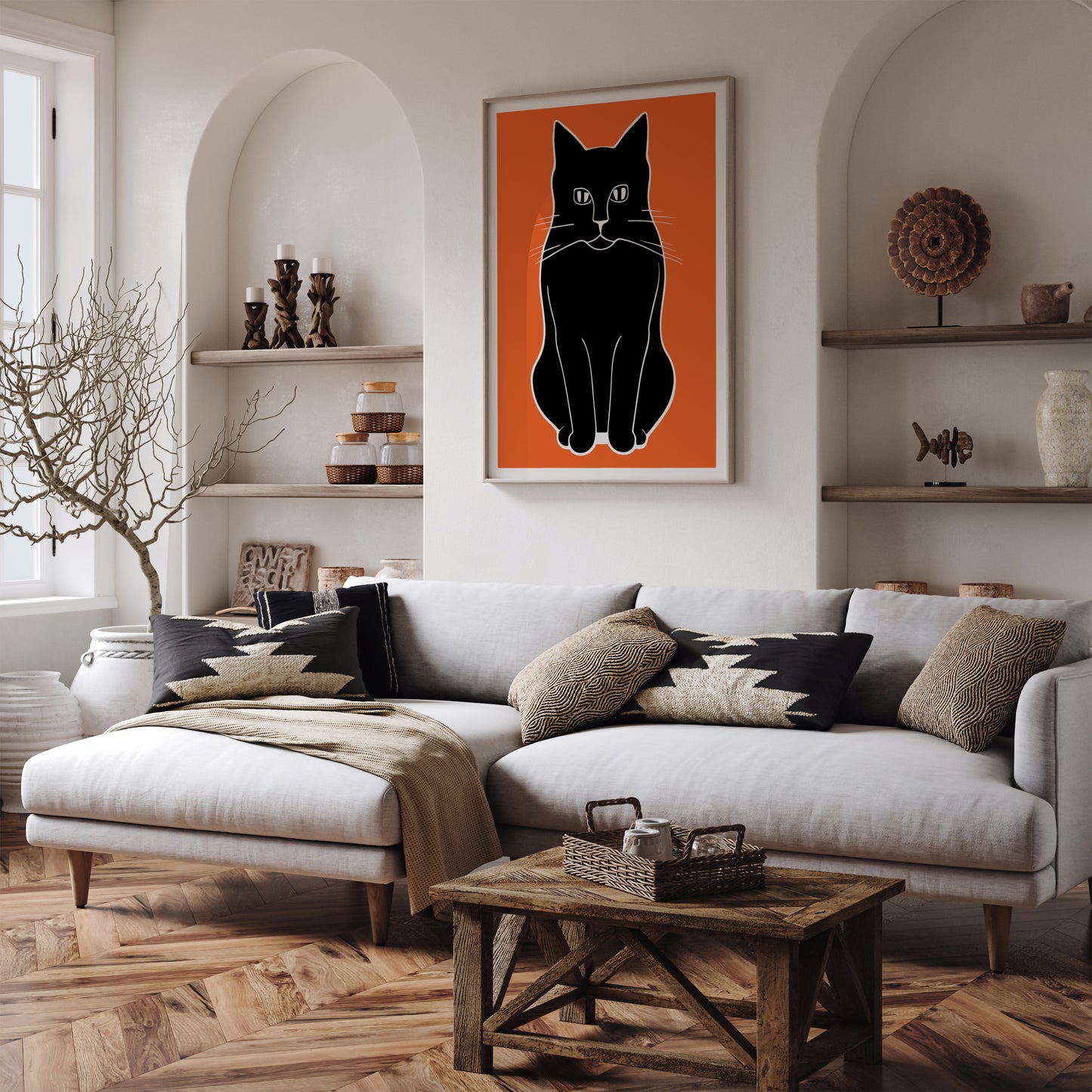 Black Moody Cat Art Print