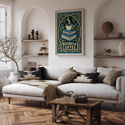Books & Coffee Poster - Literary Art Print