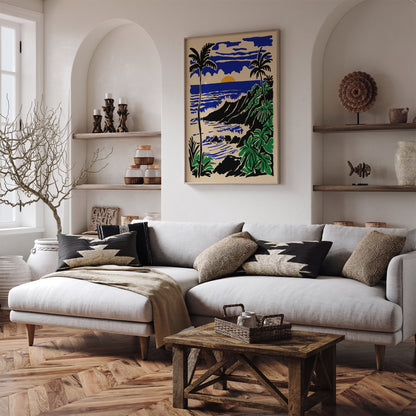 Oahu Honolulu Hawaii Travel Landscape Wall Art Print