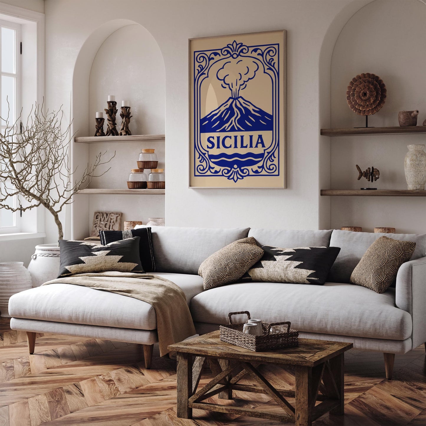 Sicilia Italy, Etna Blue Poster