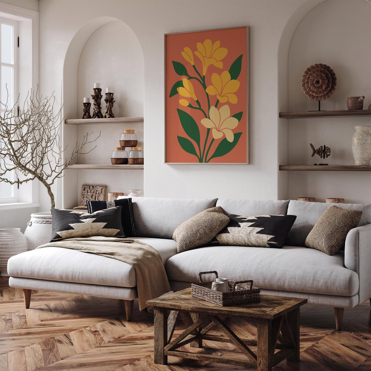 Yellow Freesia Flowers Poster - Boho Chic Wall Art Print