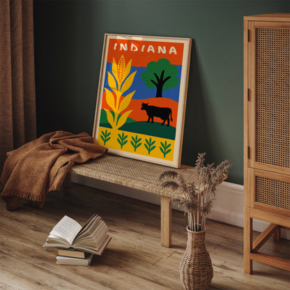 Indiana Travel Colorful Poster