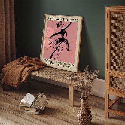 NYC Ballet Festival Pink Wall Art Print