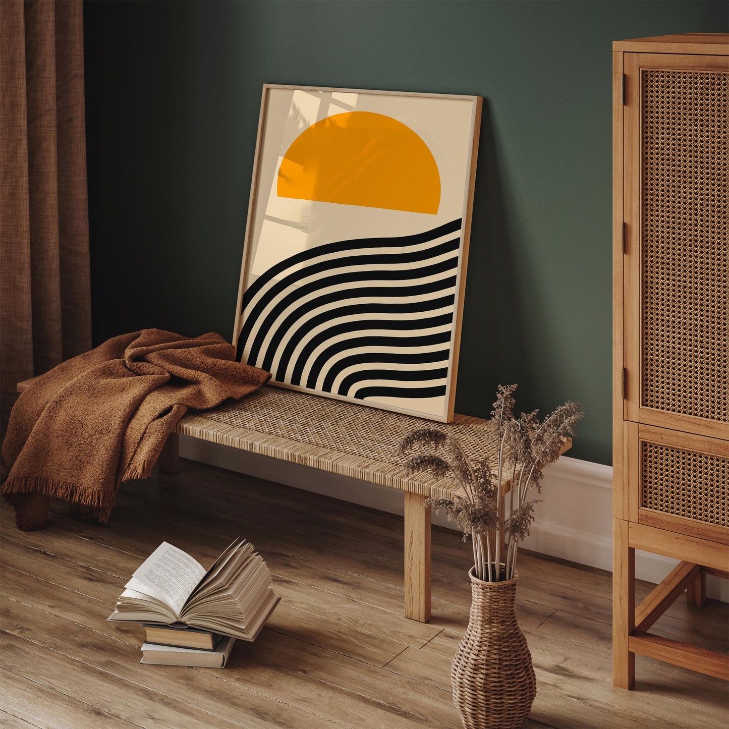 Mid Century Modern Abstract Sunset Print Poster