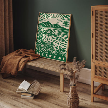 Molokai Hawaii Poster - Green Landscape Wall Art