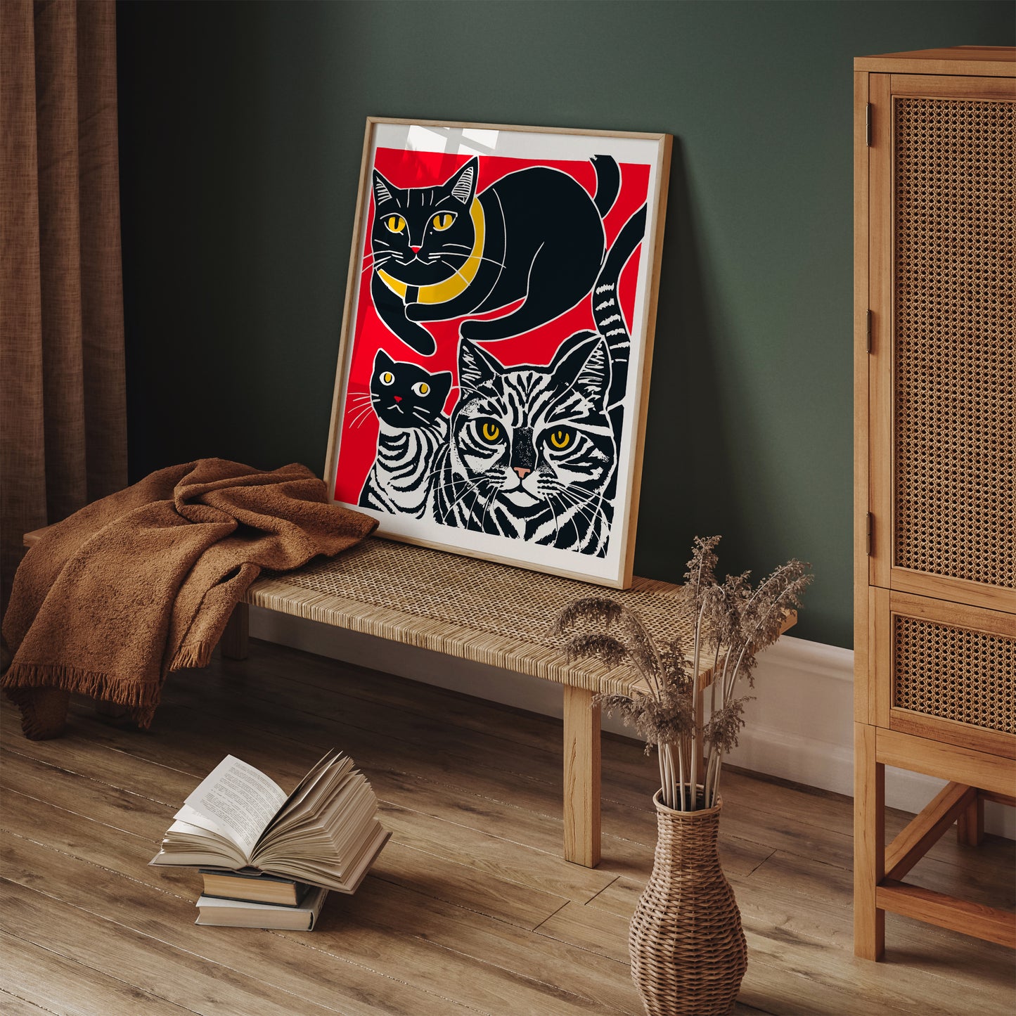 Wild Cats Funny Red Wall Art