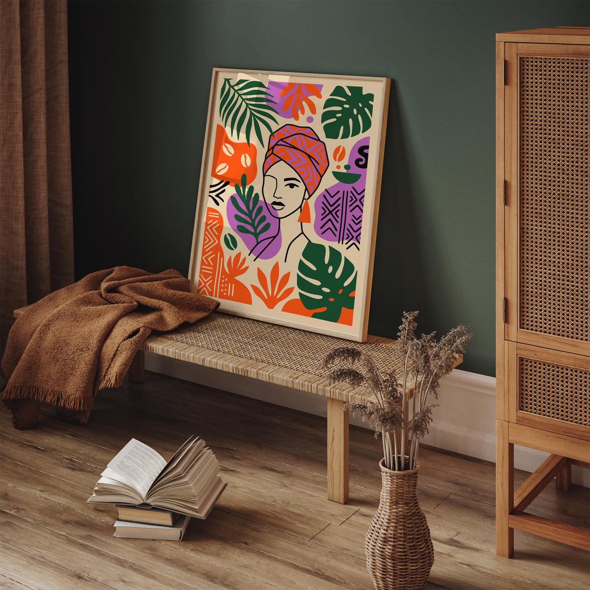 Bohemian Woman Portrait Colorful Art Poster
