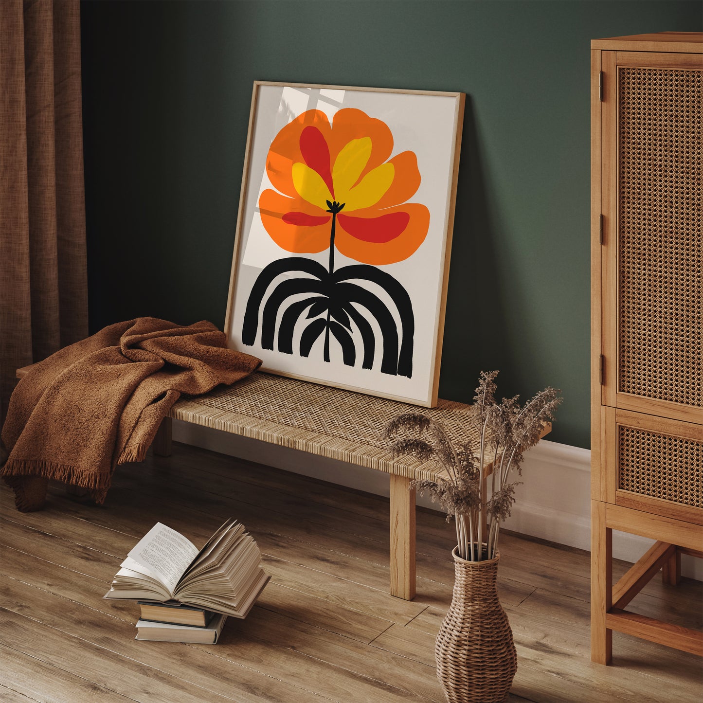 Retro Orange Pop Art Flower Poster