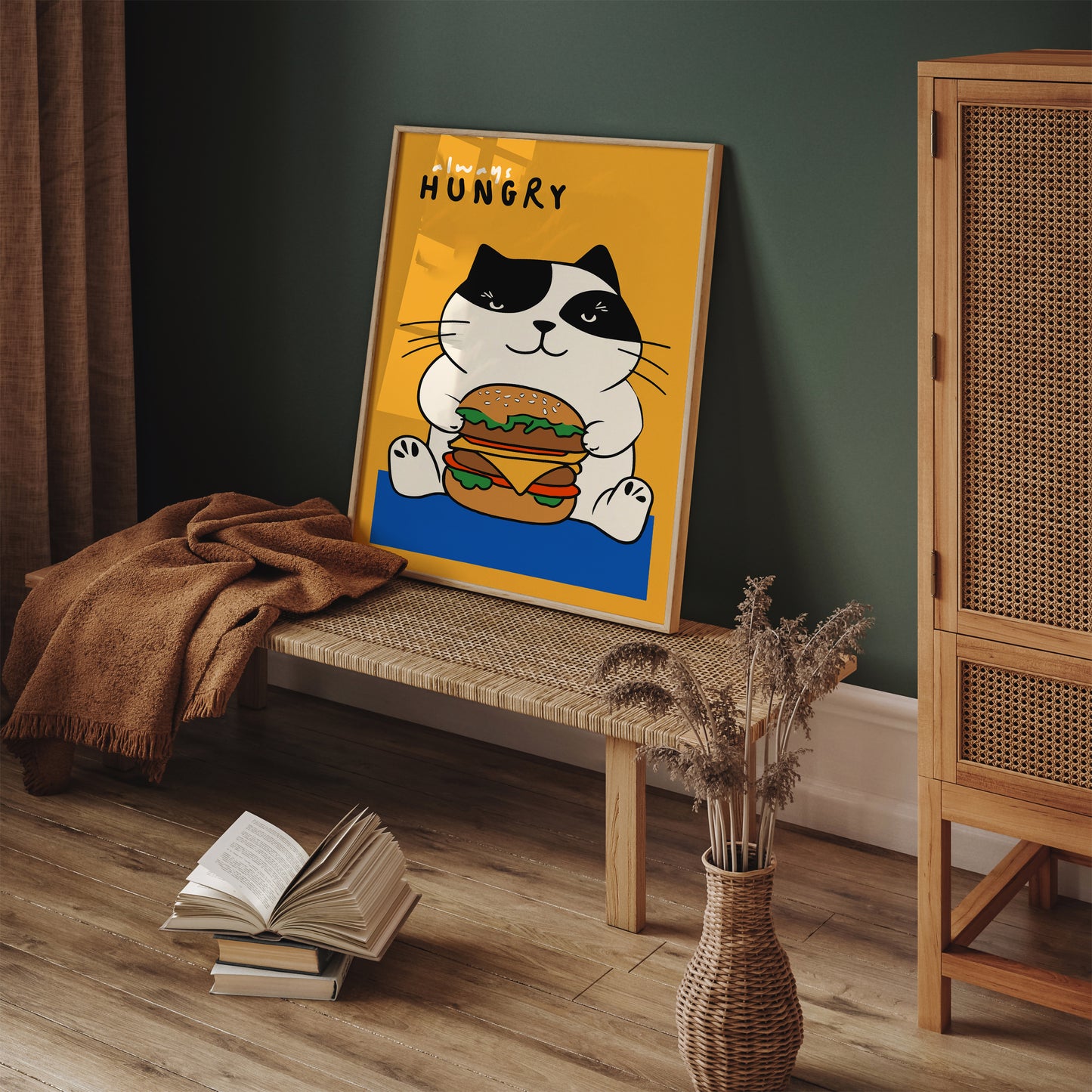 Always Hungry, Funny Cat Art Print