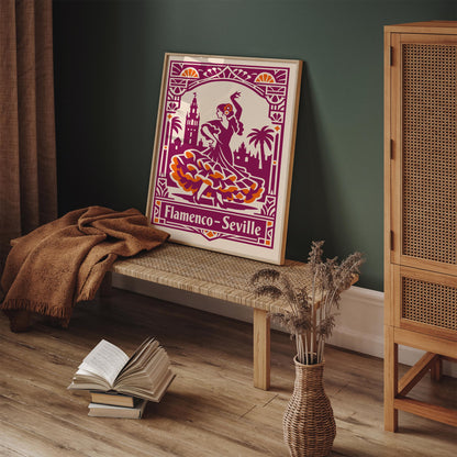 Flamenco Seville Poster - Pink Spanish Wall Art