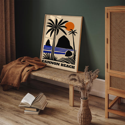 Cannon Beach Oregon Poster - Retro Landscape Print