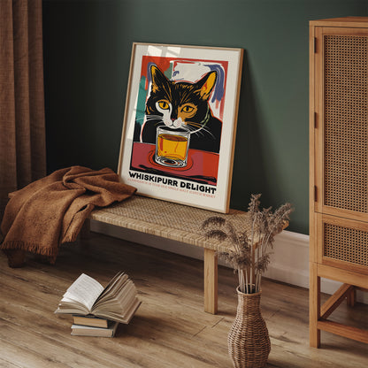 Whiskypurr Delight Retro Whisky Poster