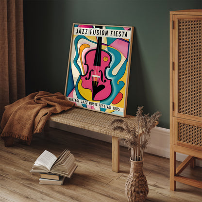 Jazz Fiesta Colorful Violin Poster