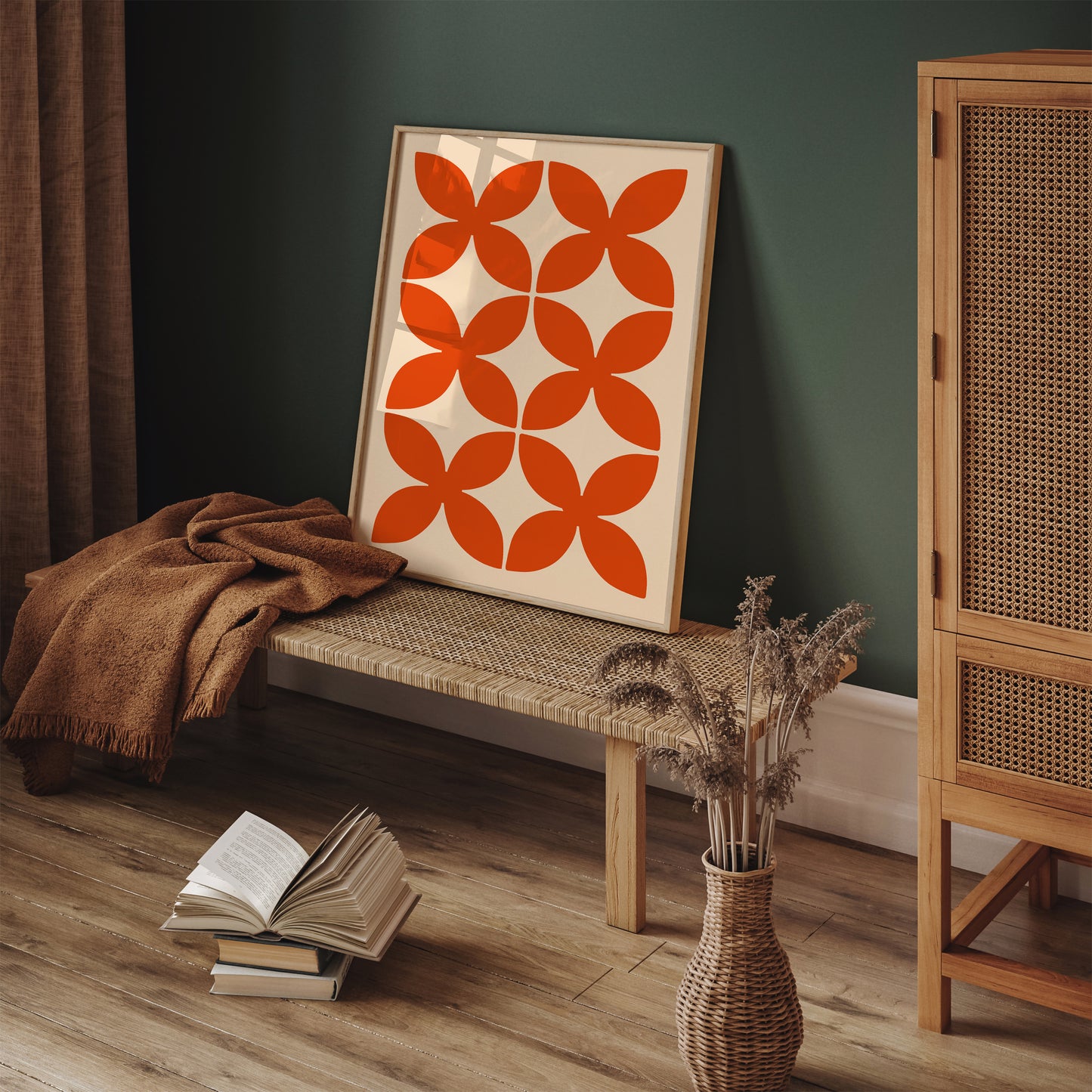Retro Vibrant Red Abstract Shape Poster