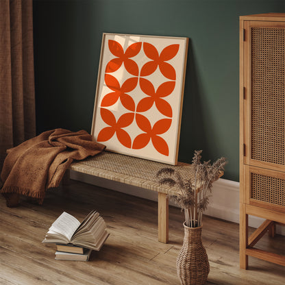 Retro Vibrant Red Abstract Shape Poster