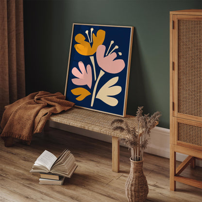 Abstract Cut Out Flowers Art Poster