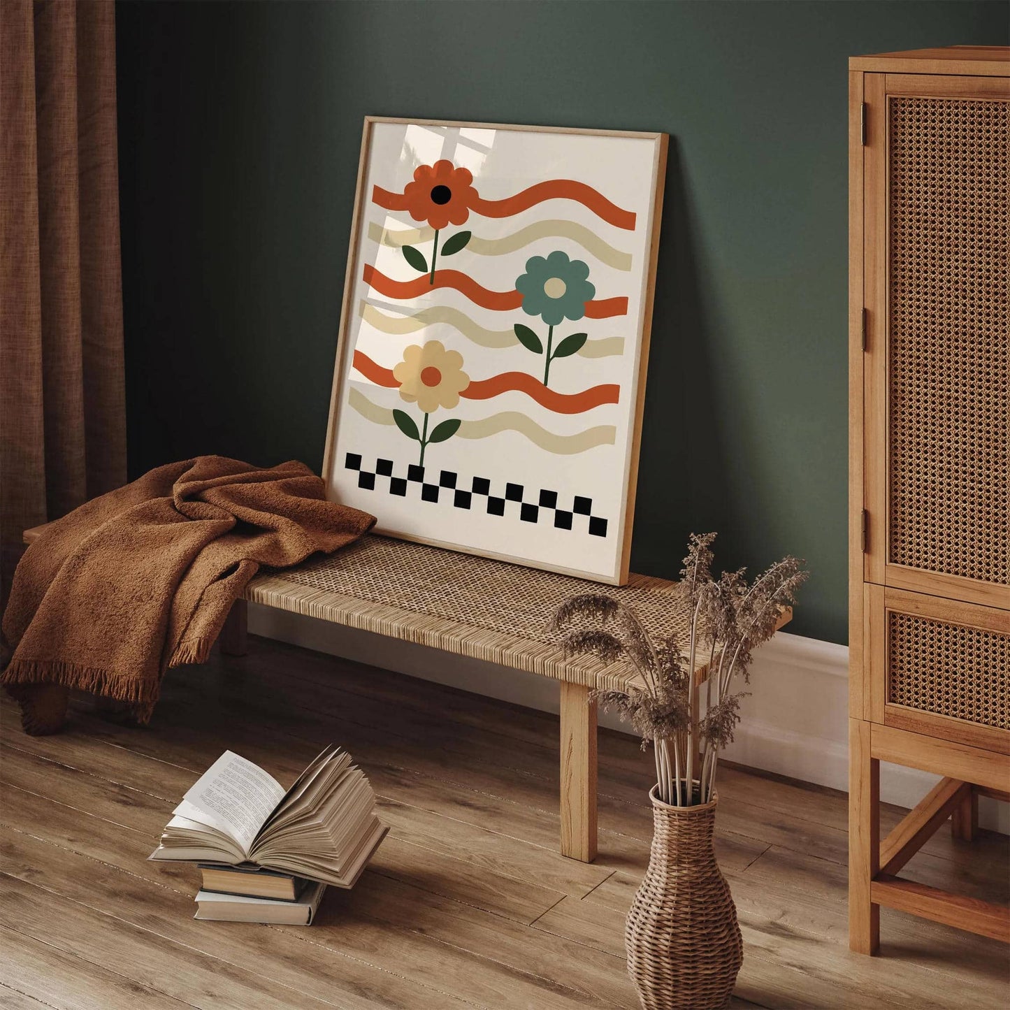 Abstract Retro Flowers Poster