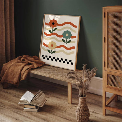 Abstract Retro Flowers Poster