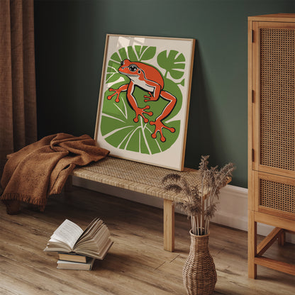 Retro Green Frog Wall Art