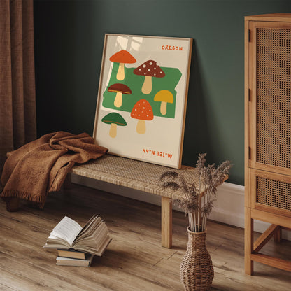 Oregon Mushrooms - Nature Travel Wall Art Print