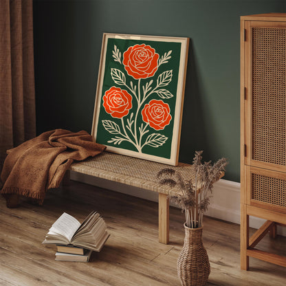 Retro Flower Art Print - Modern Botanical Wall Decor