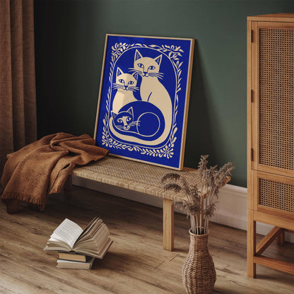 Cats Family Blue Poster