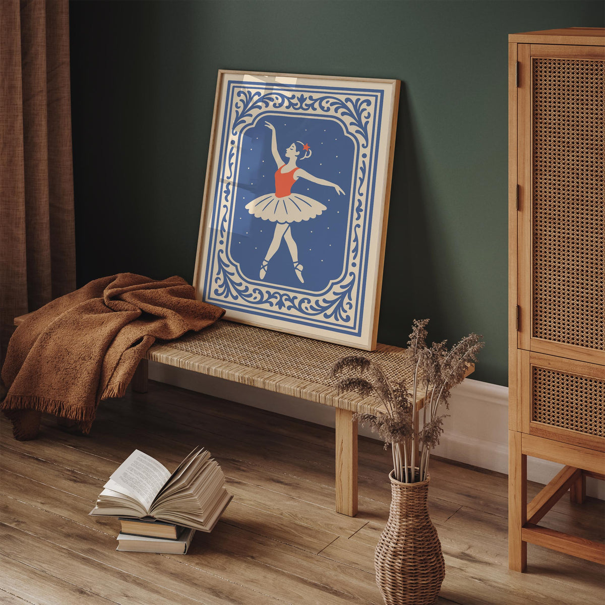 Blue Ballerina Ballet Dance Art Poster