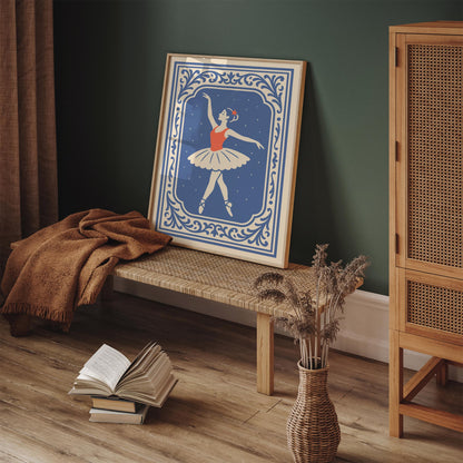 Blue Ballerina Ballet Dance Art Poster