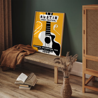 Yellow Jazz Music Retro Poster