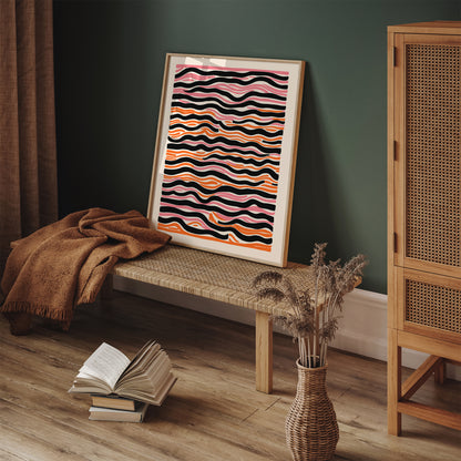 Mid Century Modern Abstract Wavy Art Print