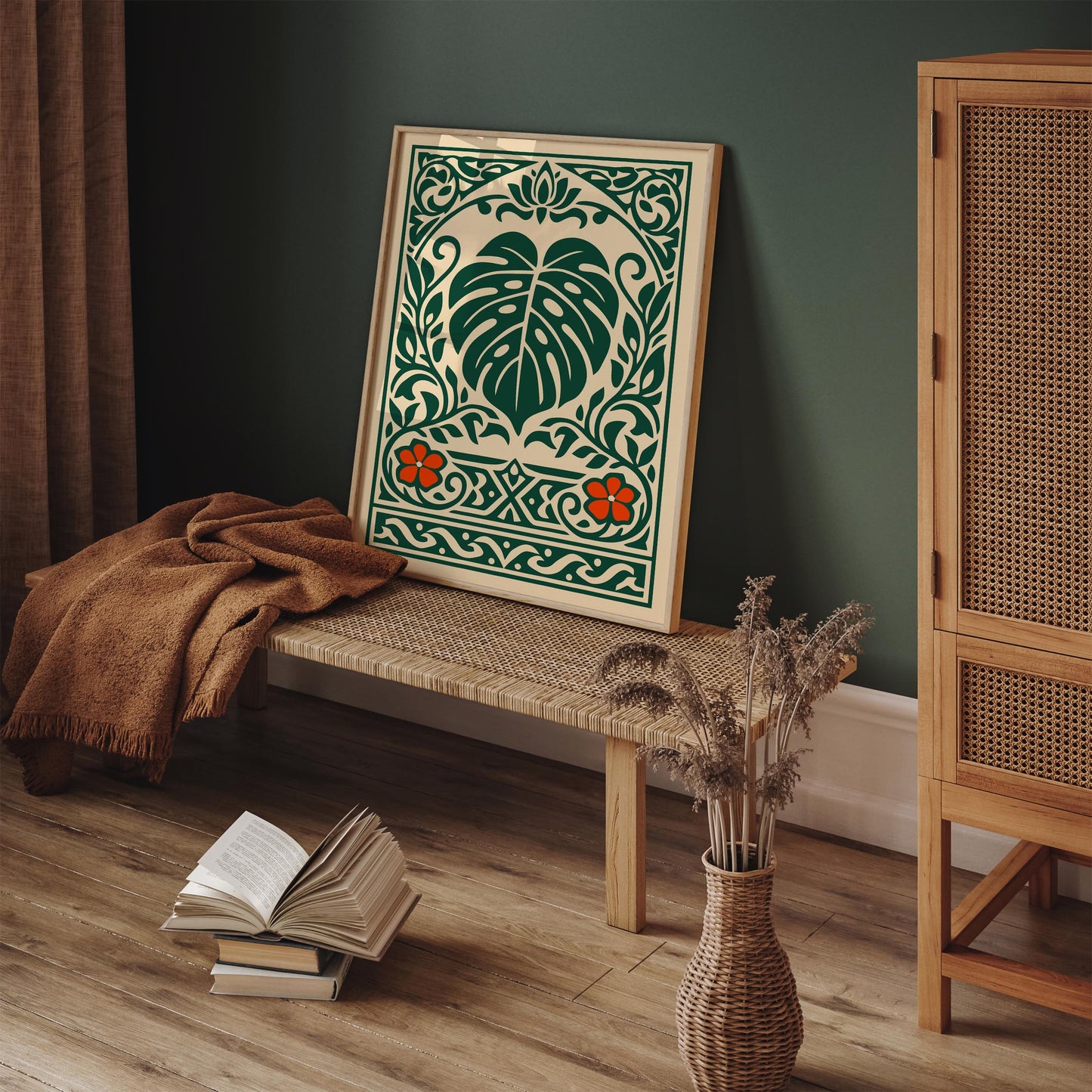 Monstera Deliciosa Poster – Boho Botanical Leaf Wall Art Print