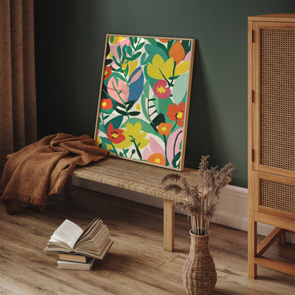 Eclectic Colorful Flowers Painting Print