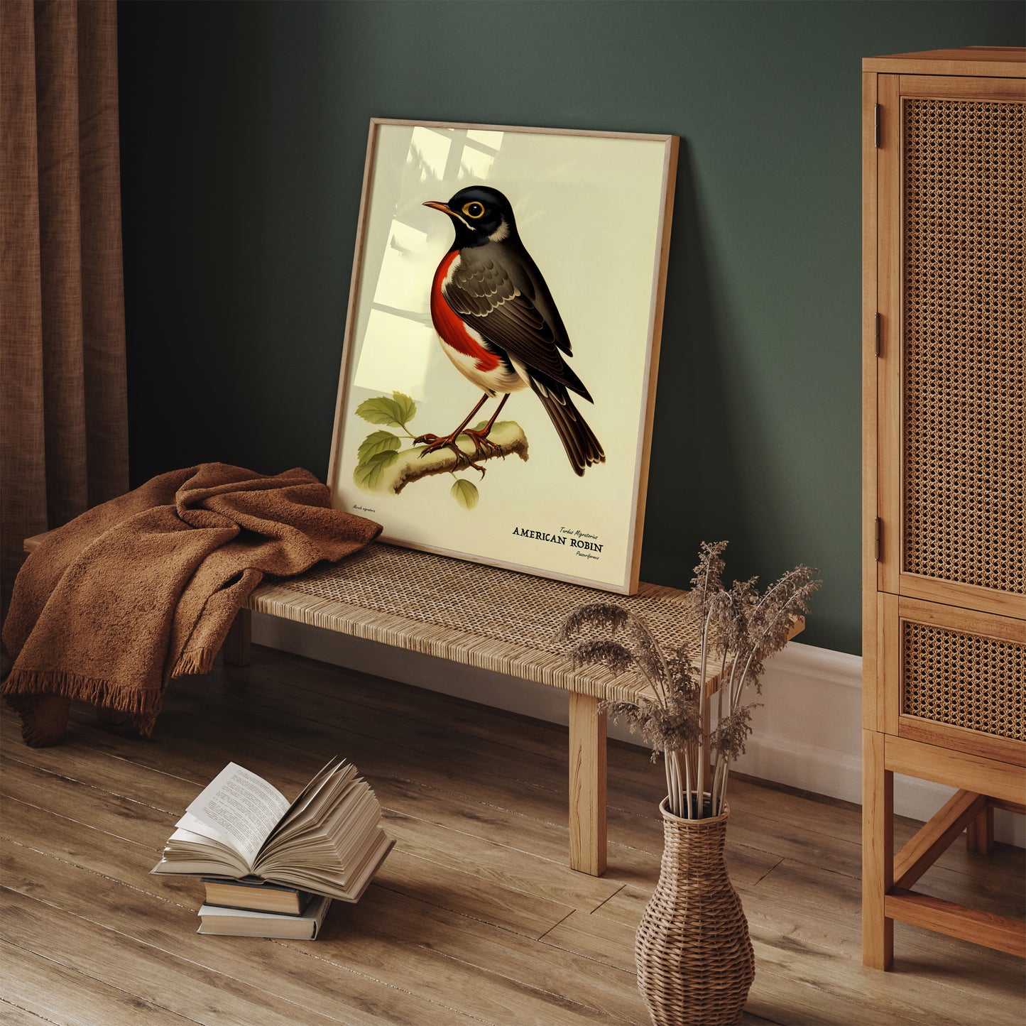 American Robin Vintage Bird Artwork Poster