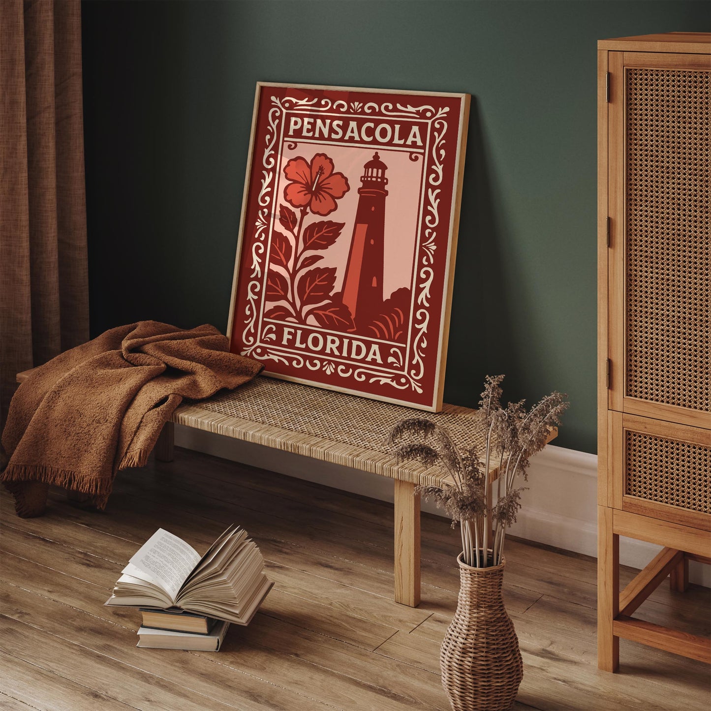 Pensacola Florida Cityscape Red Poster