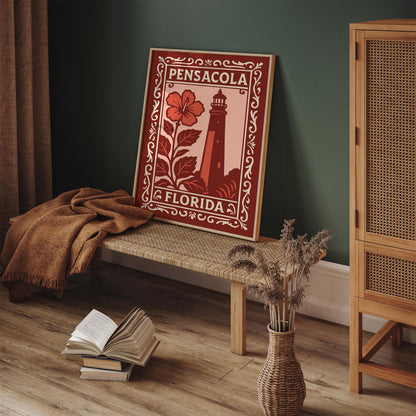 Pensacola Florida Cityscape Red Poster