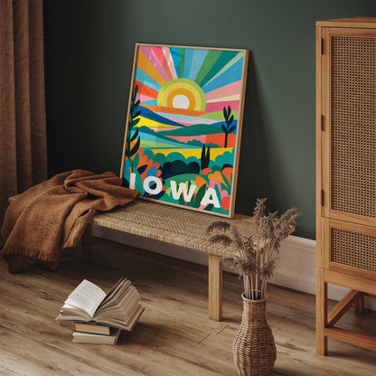 Iowa Art Print - Iconic Travel Wall Decor