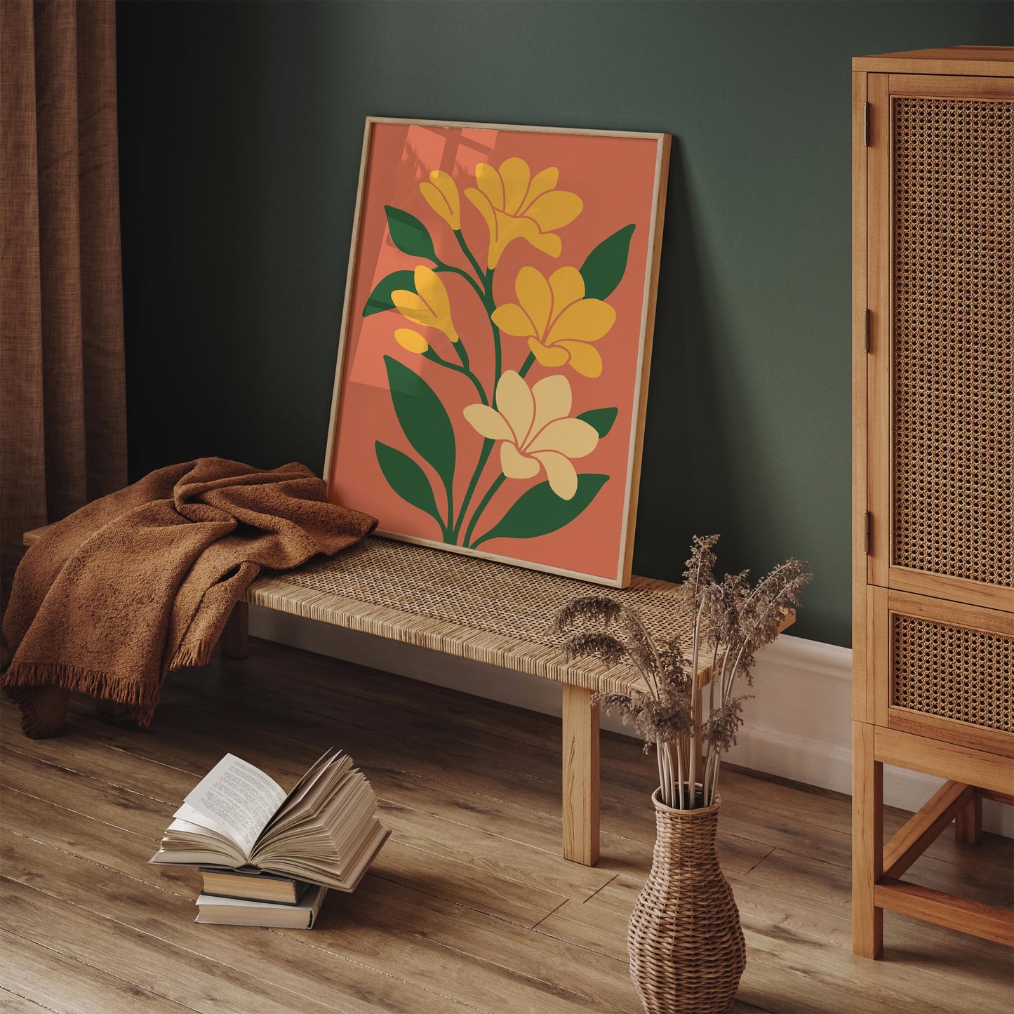 Yellow Freesia Flowers Poster - Boho Chic Wall Art Print