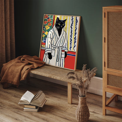 Bathroom Cat Cute Bathrobe Poster