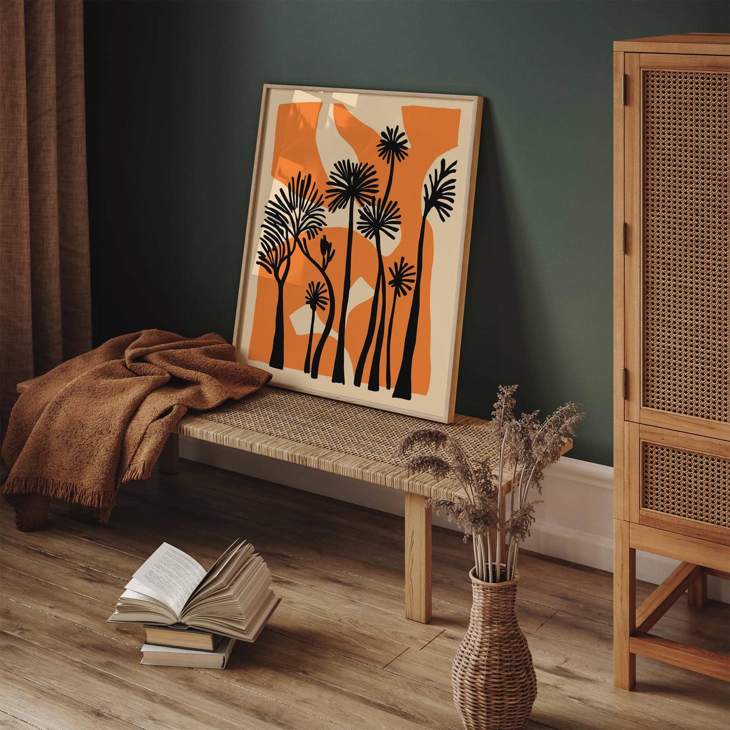 Mid Century Modern Palm Trees Abstract Poster