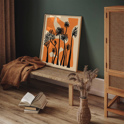 Mid Century Modern Palm Trees Abstract Poster