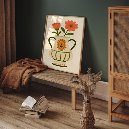Vase with Flowers Poster - Scandinavian Wall Art