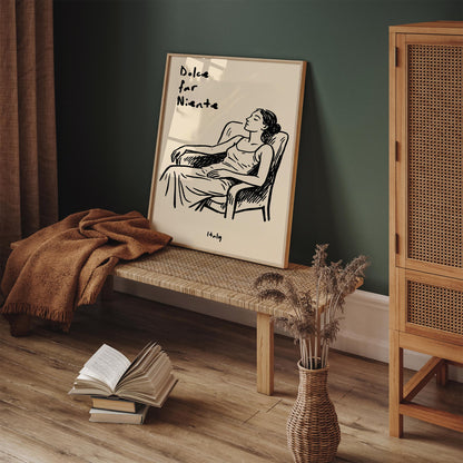 Dolce Far Niente Italy Poster - Sleeping Woman Wall Art Print