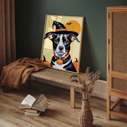 Halloween Illustration with Cute Dog Poster