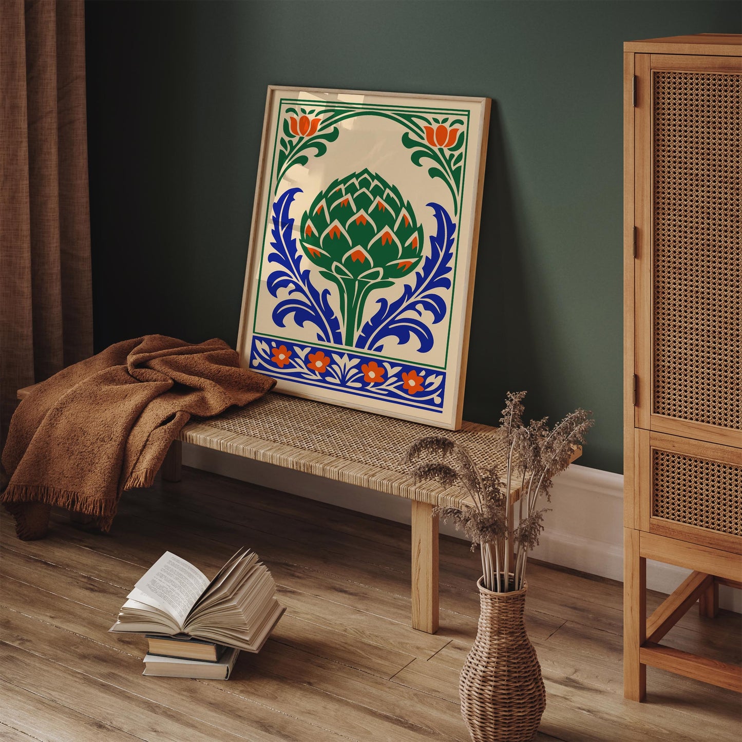 Folk Illustration of Artichoke Poster Print