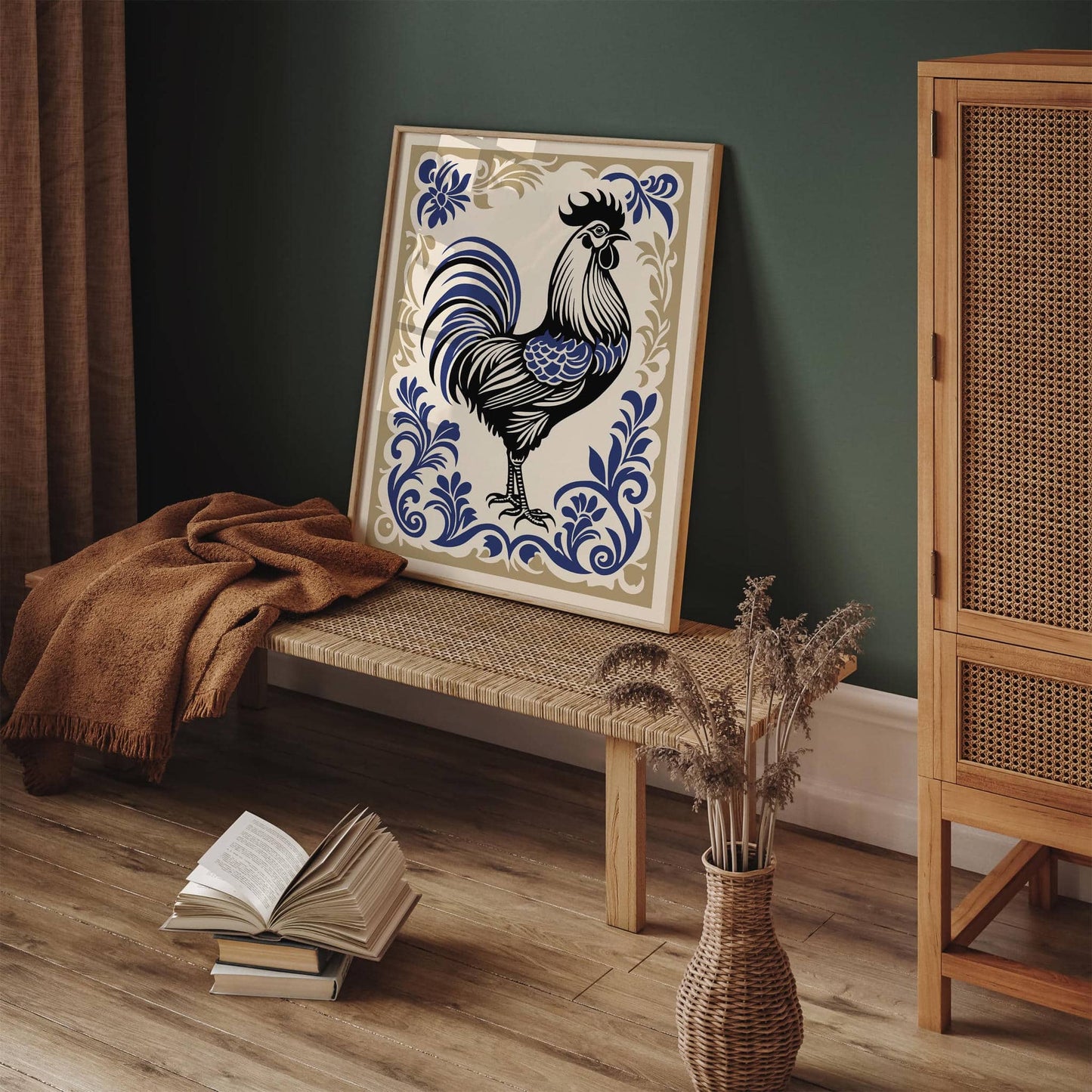 Rococo Rooster Poster Elegant Kitchen Art Print